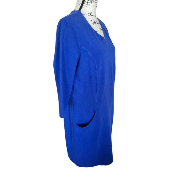 Women’s Denim & Co. Active Size Large French Terry Dress Pockets Comfortable - Picture 3 of 6
